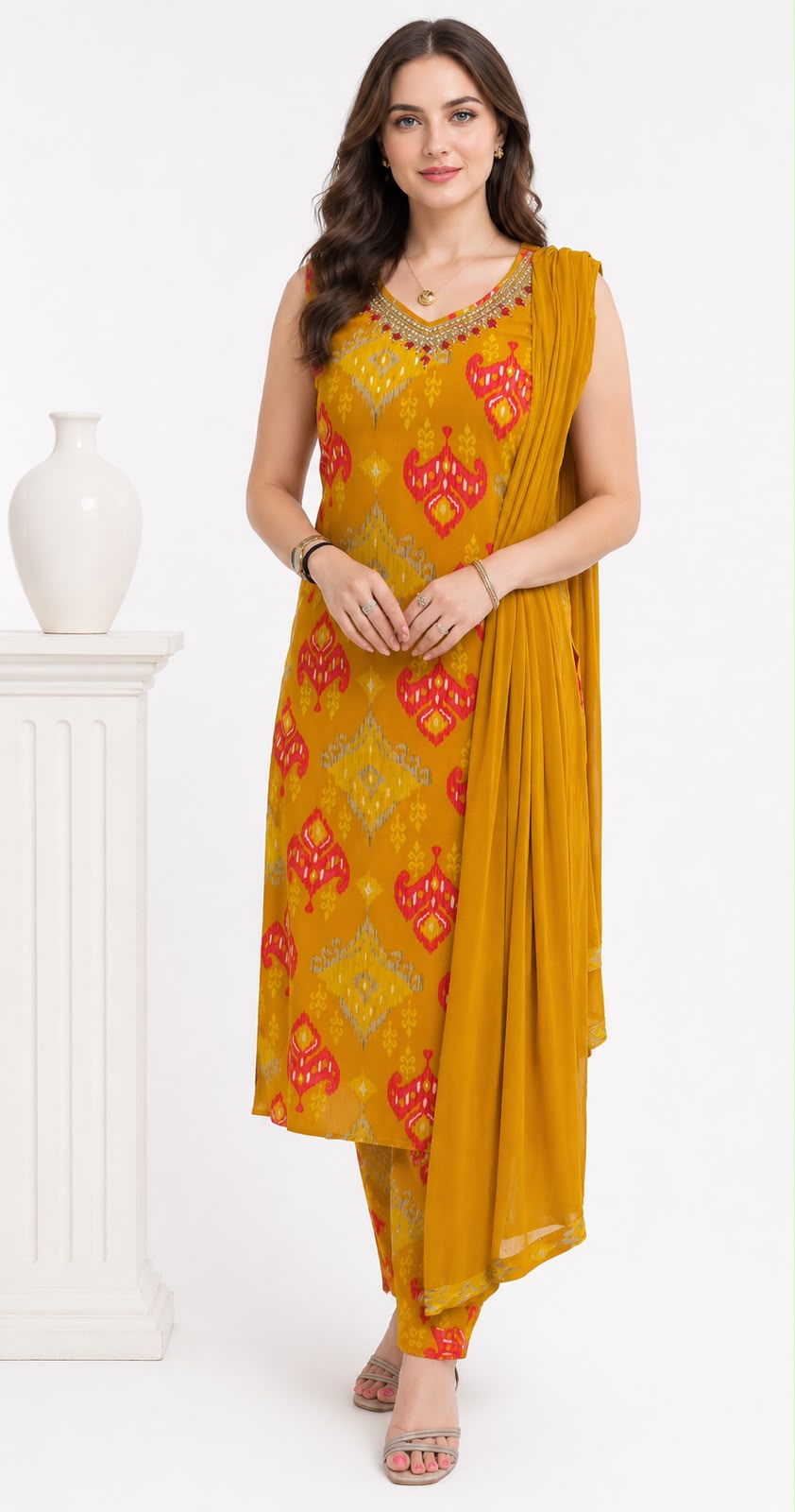 SDC-4861. Rayon 3 Piece Kurti Set