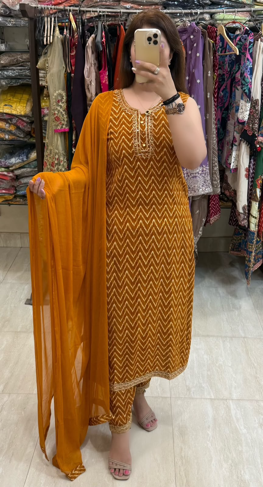 SDC-4868. Rayon 3 Piece Kurti Set