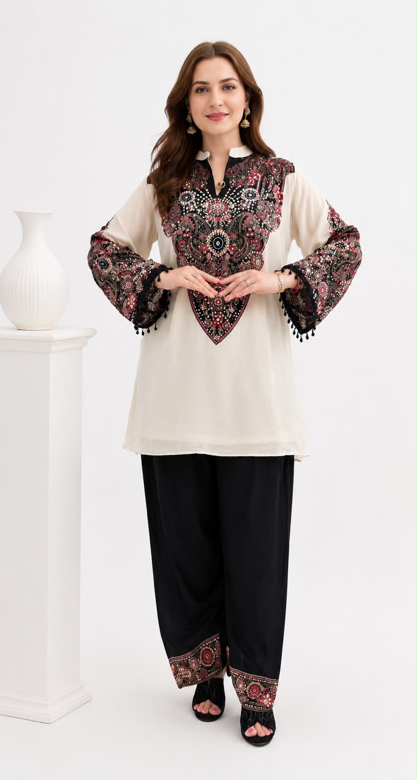 SDC-4881. Pure Crepe 2 Piece Farshi Salwar Co-ord Set