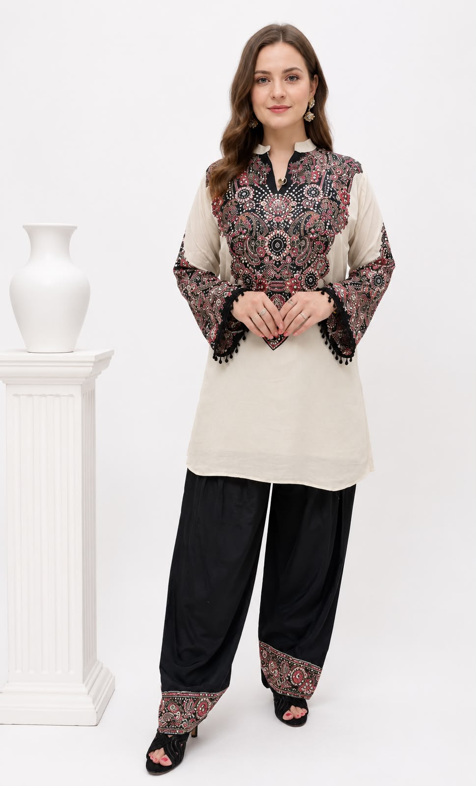 SDC-4881. Pure Crepe 2 Piece Farshi Salwar Co-ord Set