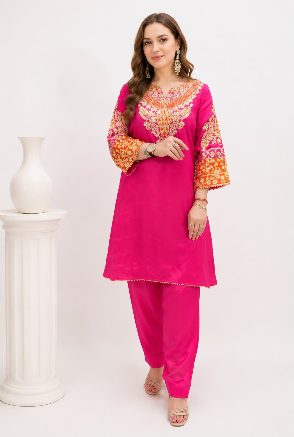 SDC-4888 Crepe Silk 2 Piece Farshi Salwar Co-ord Set