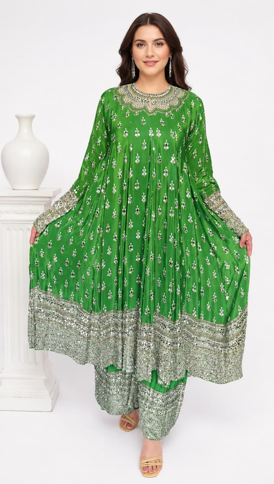 SDC-4911. Pure Crepe Digital Print 3 Piece Anarkali