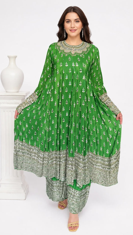 SDC-4911. Pure Crepe Digital Print 3 Piece Anarkali