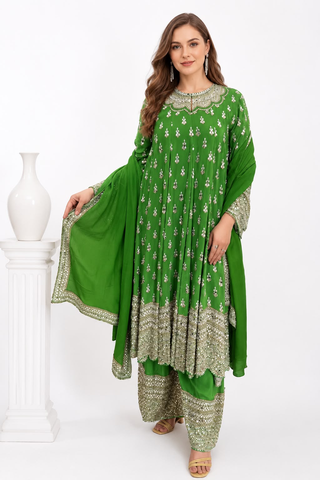 SDC-4911. Pure Crepe Digital Print 3 Piece Anarkali