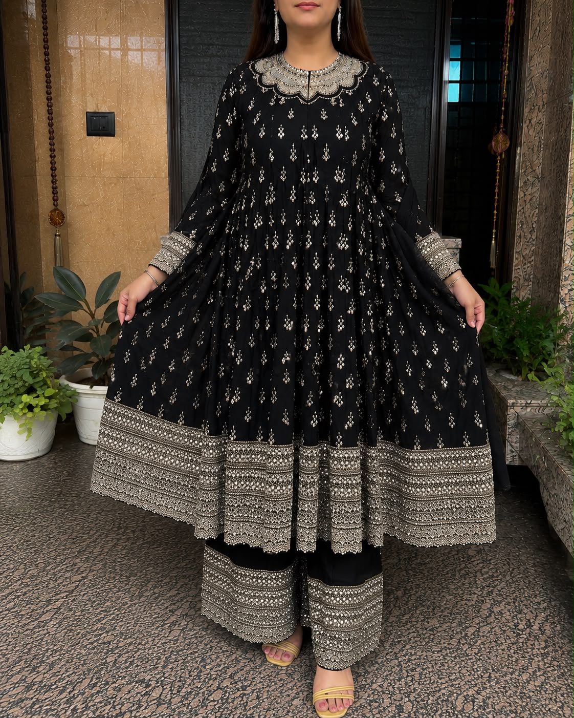 SDC-4913. Pure Crepe Digital Print 3 Piece Anarkali