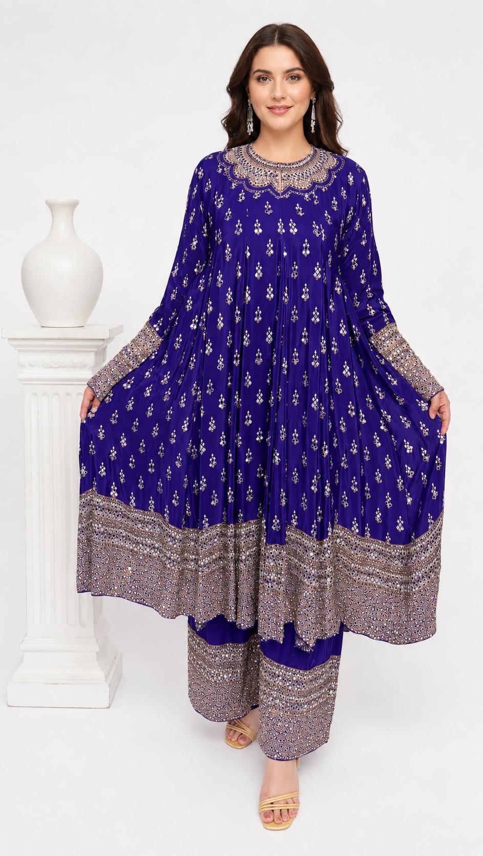 SDC-4912. Pure Crepe Digital Print 3 Piece Anarkali