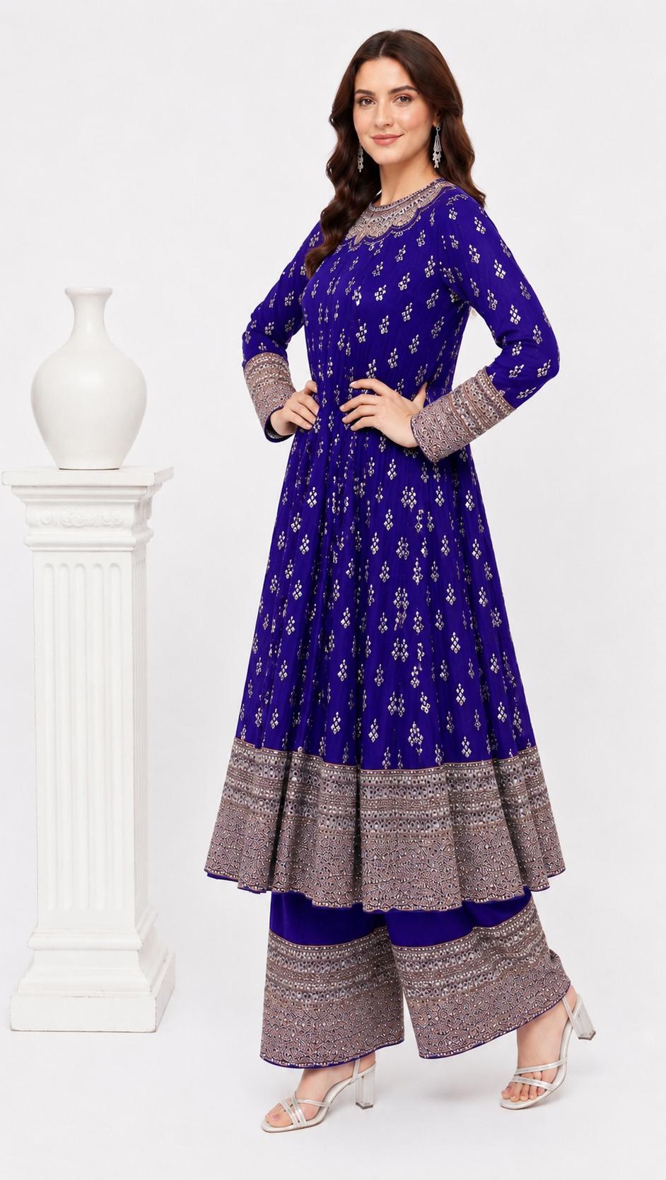 SDC-4912. Pure Crepe Digital Print 3 Piece Anarkali