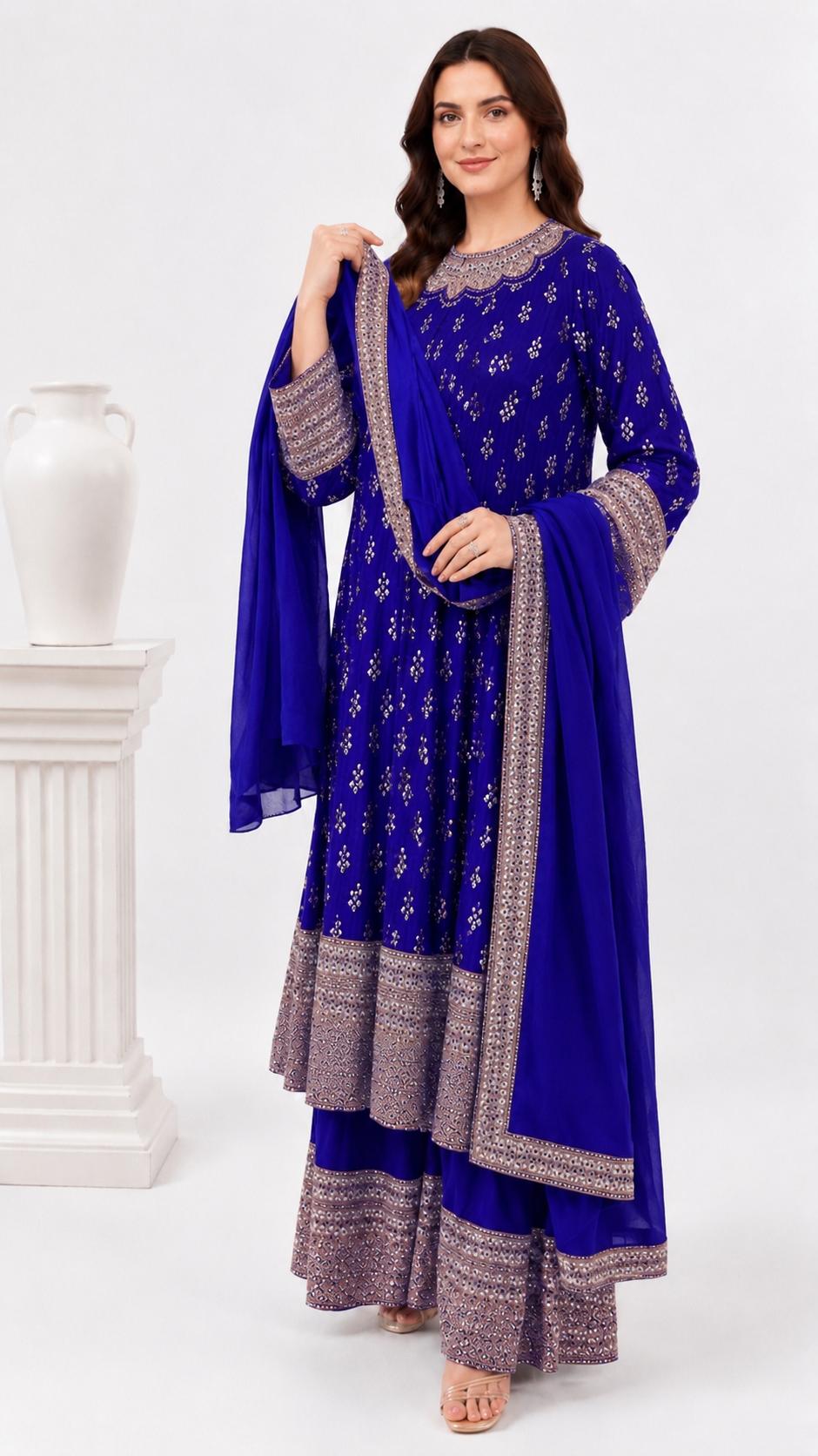 SDC-4912. Pure Crepe Digital Print 3 Piece Anarkali