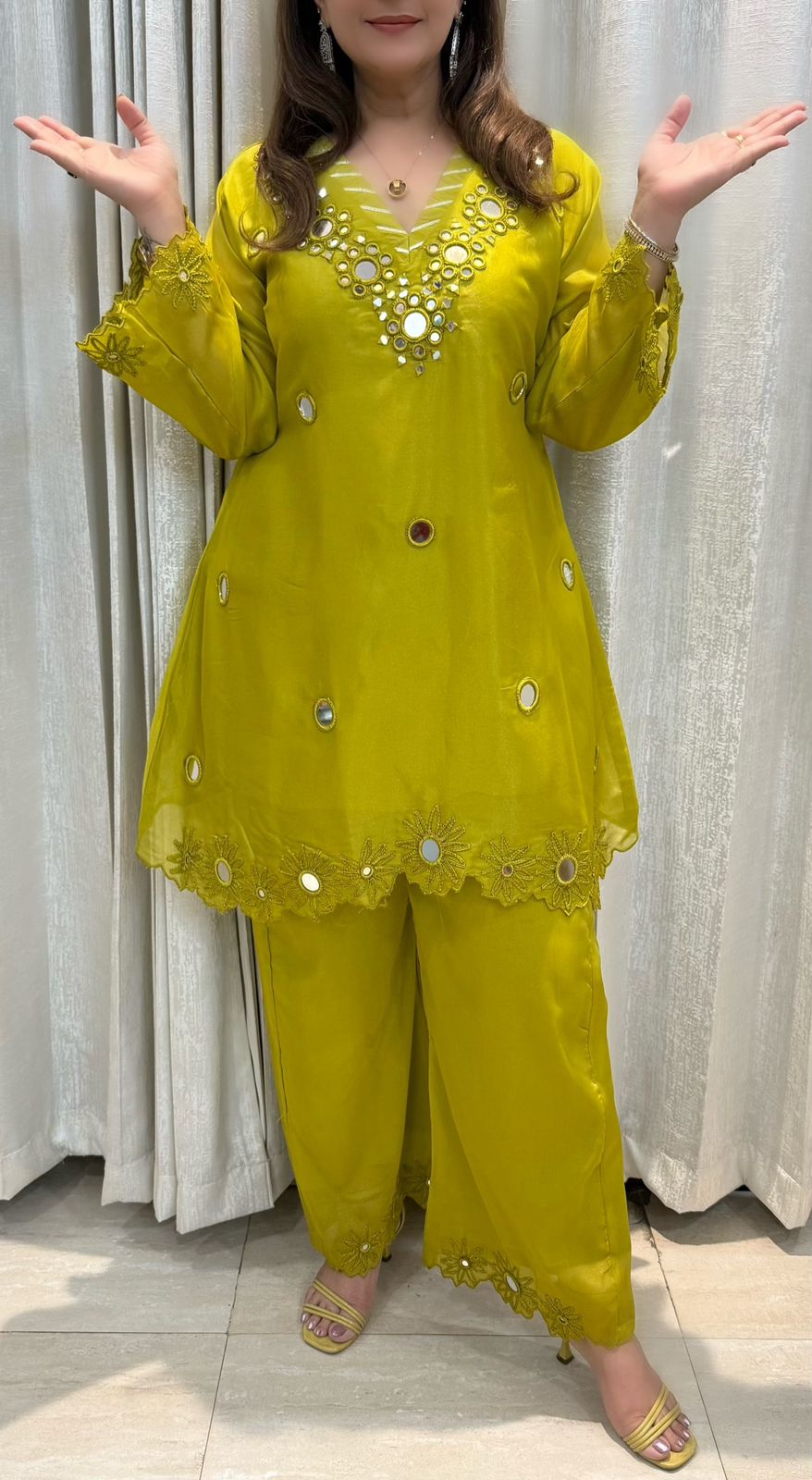 SDC-4747 Shimmer Tissue 2 Piece Full Lining Co-ord Set