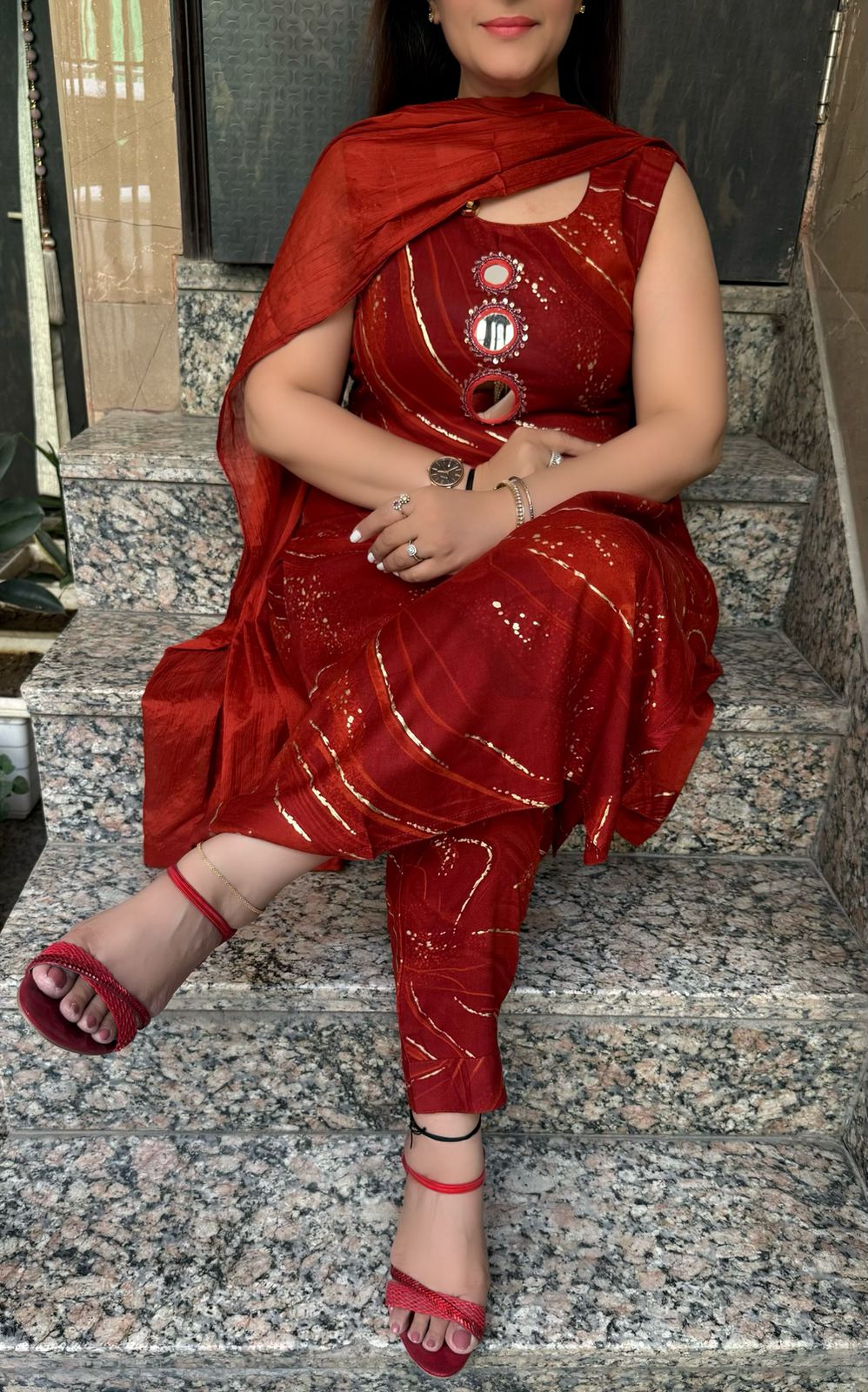 SDC-4788. Rayon 3 Piece Kurti Set