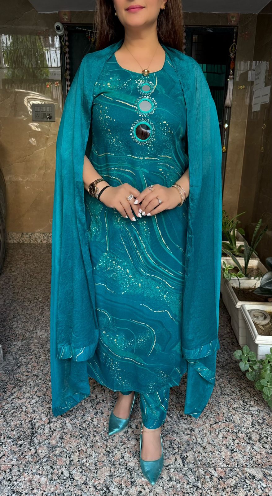 SDC-4789. Rayon 3 Piece kurti Set