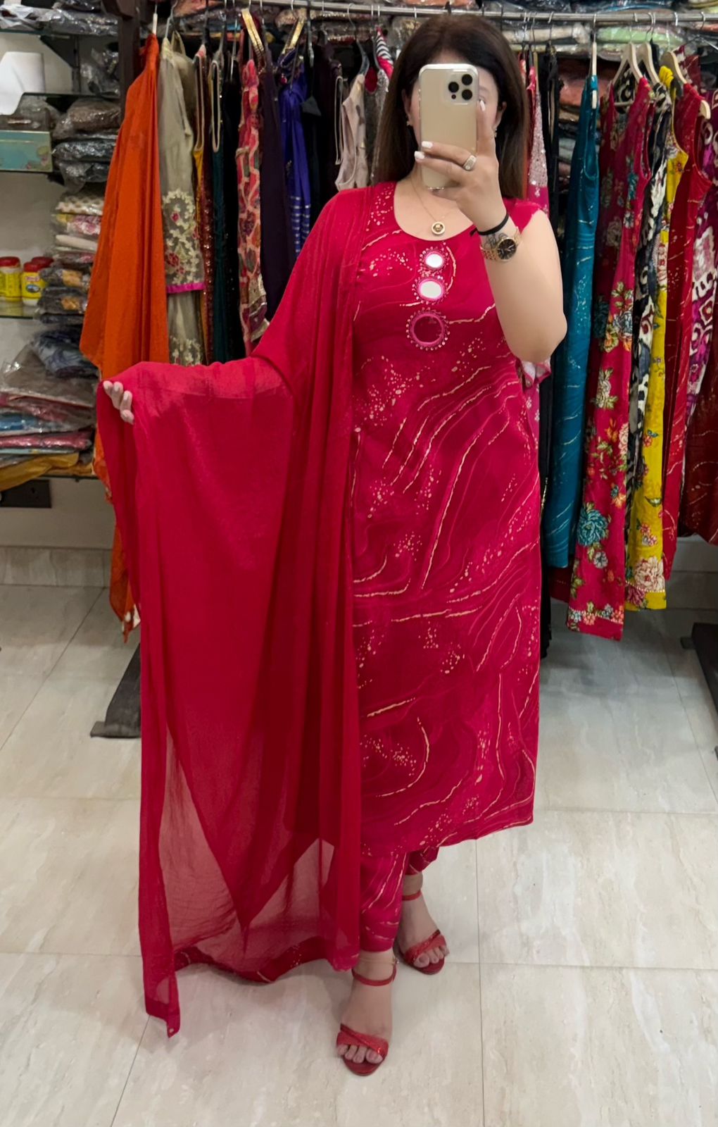 SDC-4792. Rayon 3 Piece Kurti Set