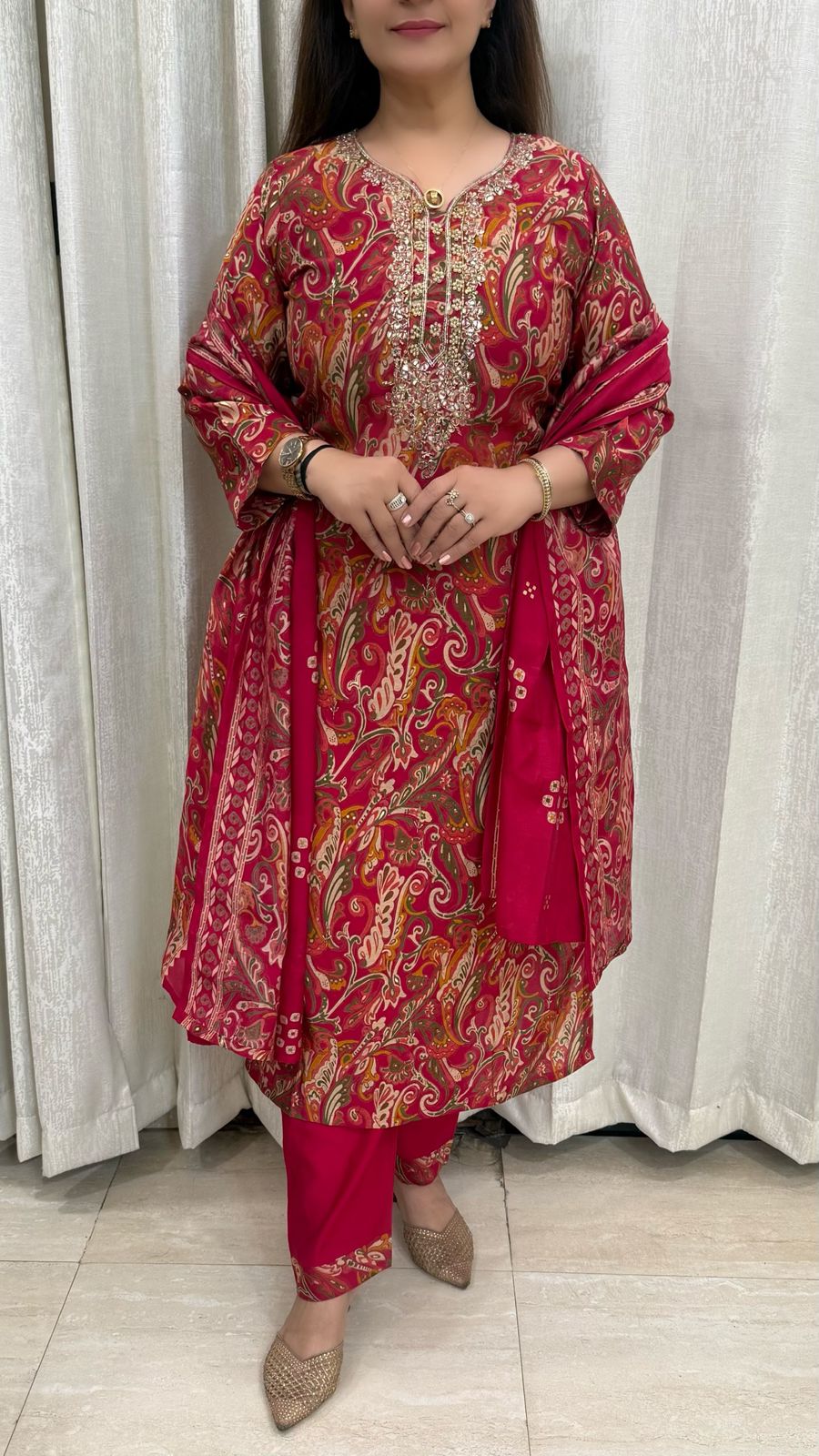 SDC-4799. Digital Print Muslin Lining Kurti Set