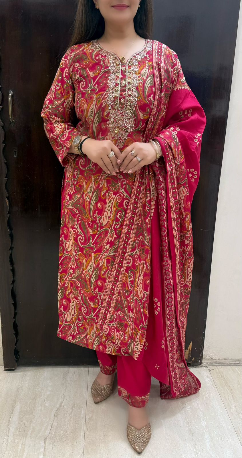 SDC-4799. Digital Print Muslin Lining Kurti Set