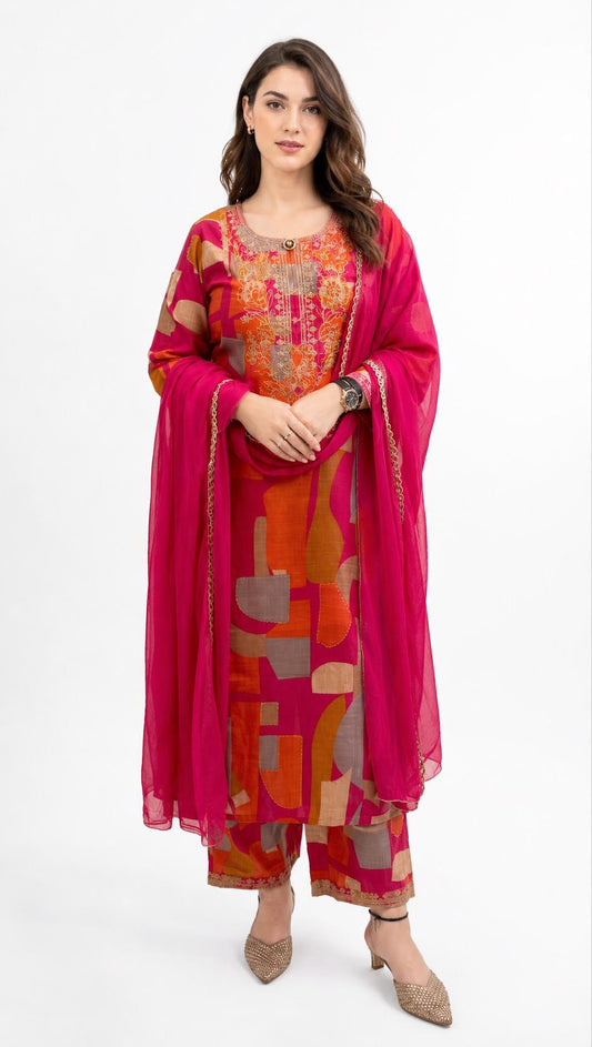 SDC-4798. Cotton Kota Doria 3 Piece Kurti Set