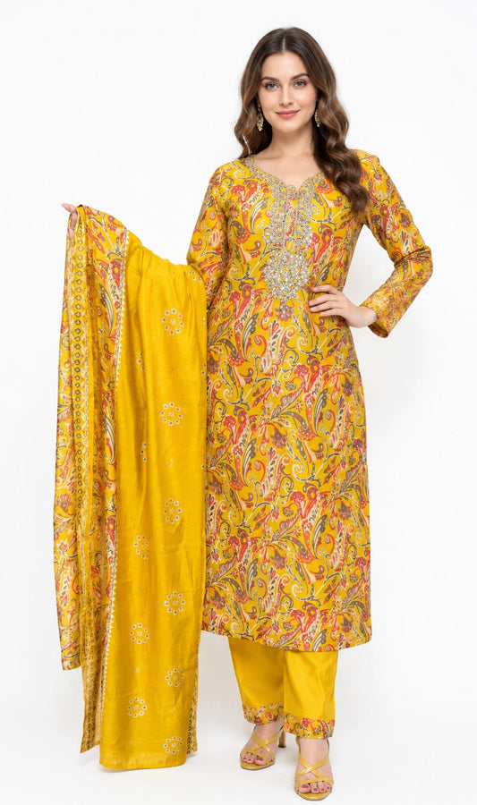 SDC-4800. Digital Print Muslin Lining Kurti Set