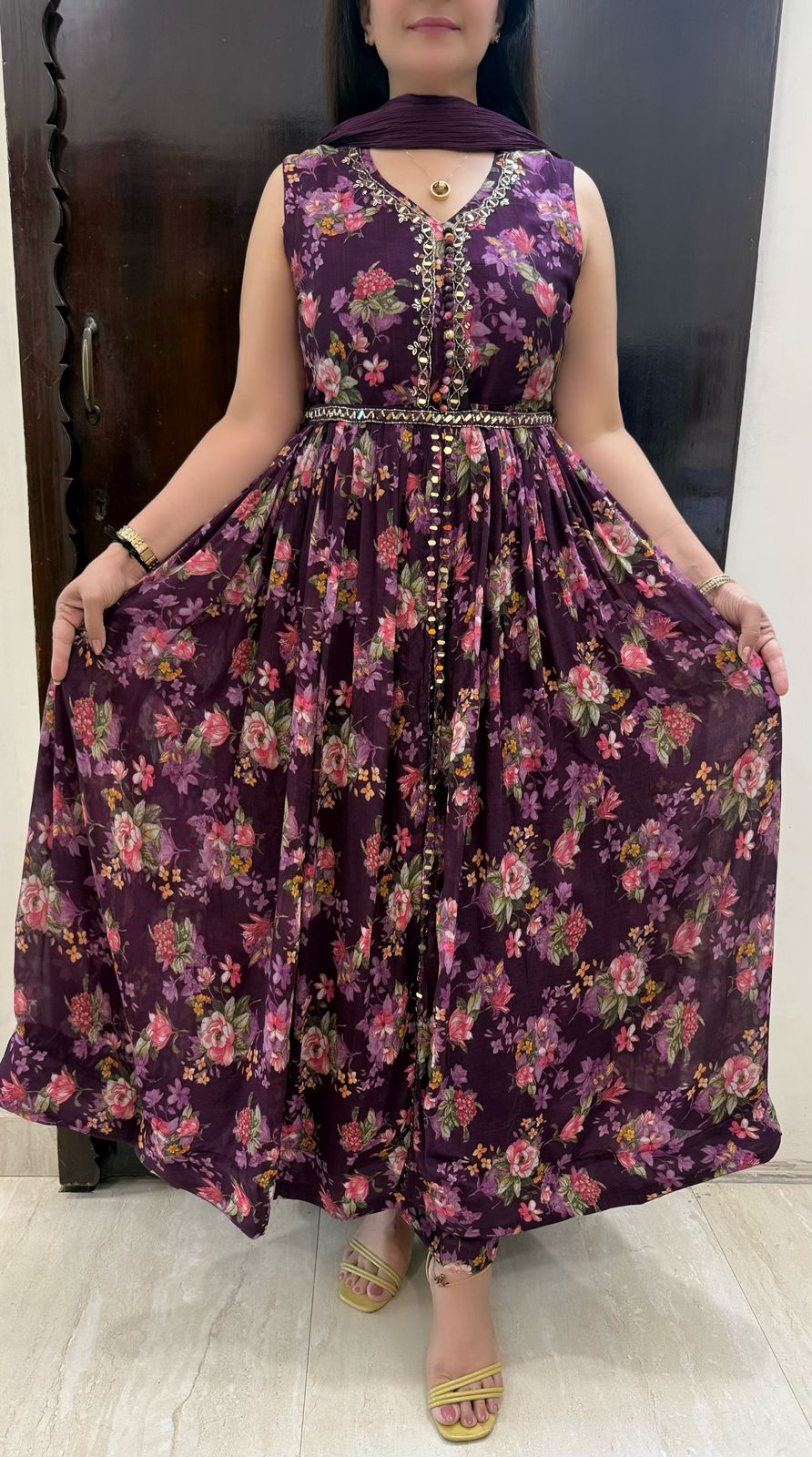 SDC-4801. Pure Chinnon 3 Piece Anarkali