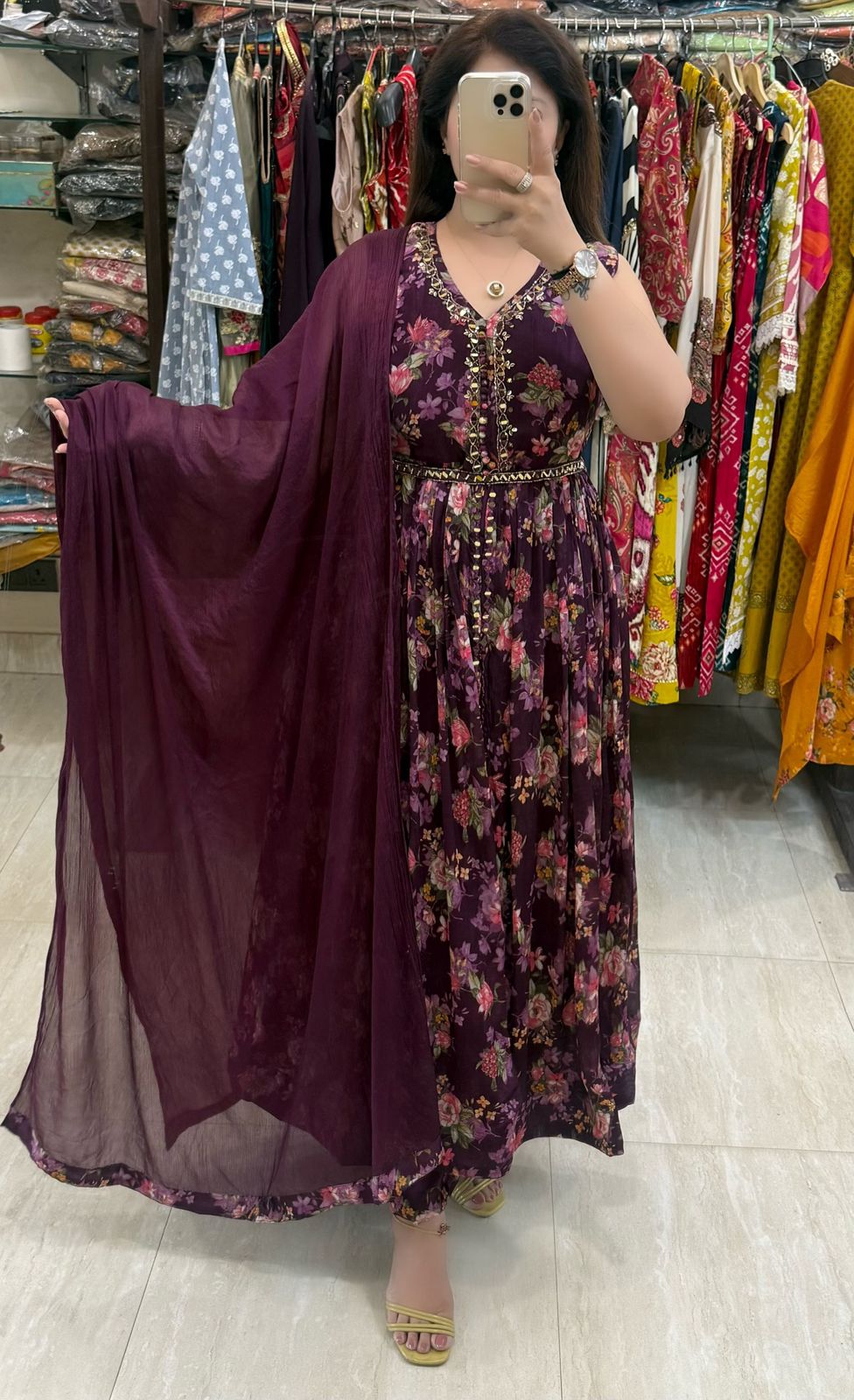 SDC-4801. Pure Chinnon 3 Piece Anarkali