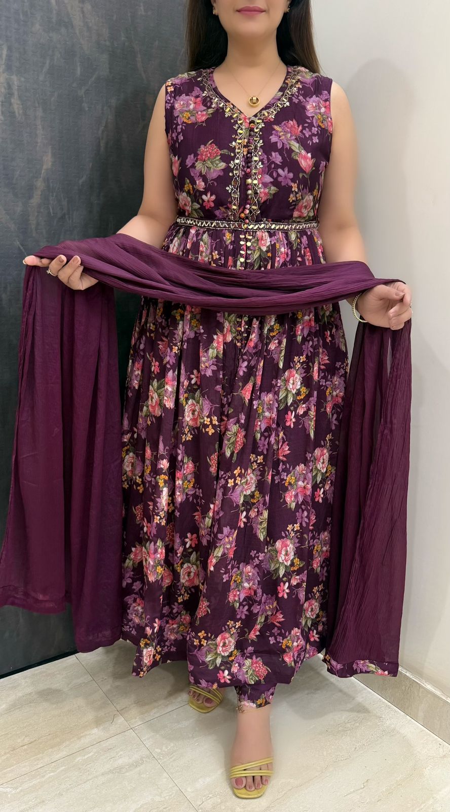 SDC-4801. Pure Chinnon 3 Piece Anarkali