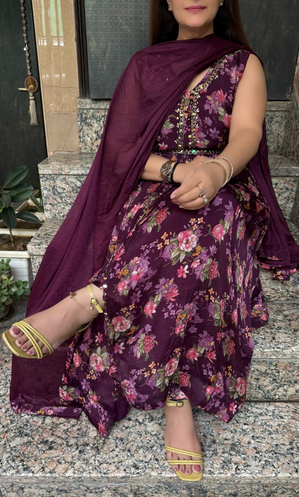 SDC-4801. Pure Chinnon 3 Piece Anarkali