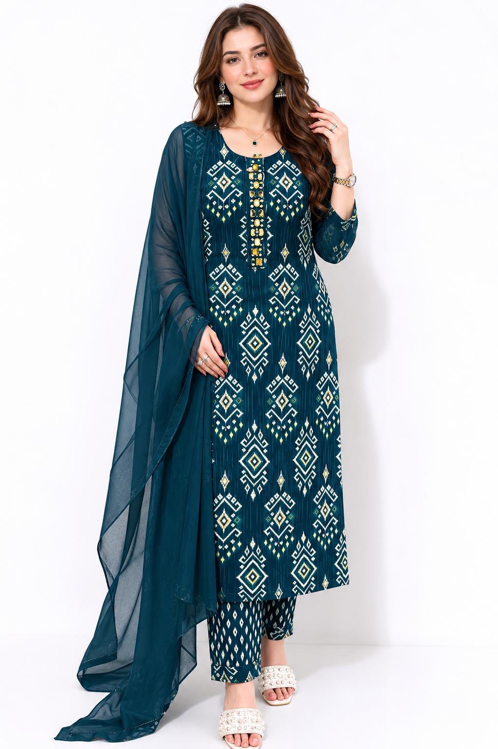 SDC-4803. Rayon 3 Piece Kurti Set