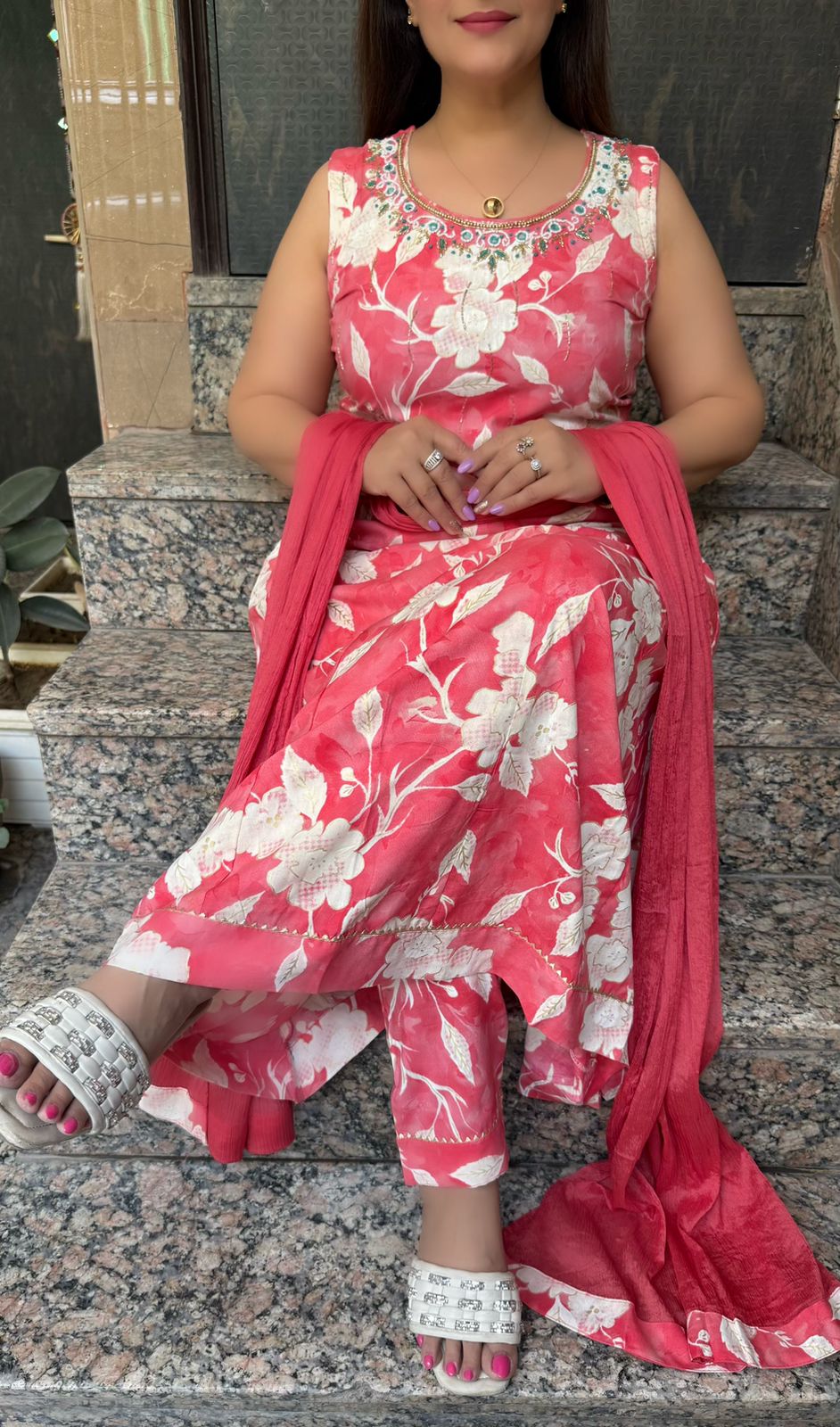 SDC-4809. Rayon 3 Piece Anarkali Set