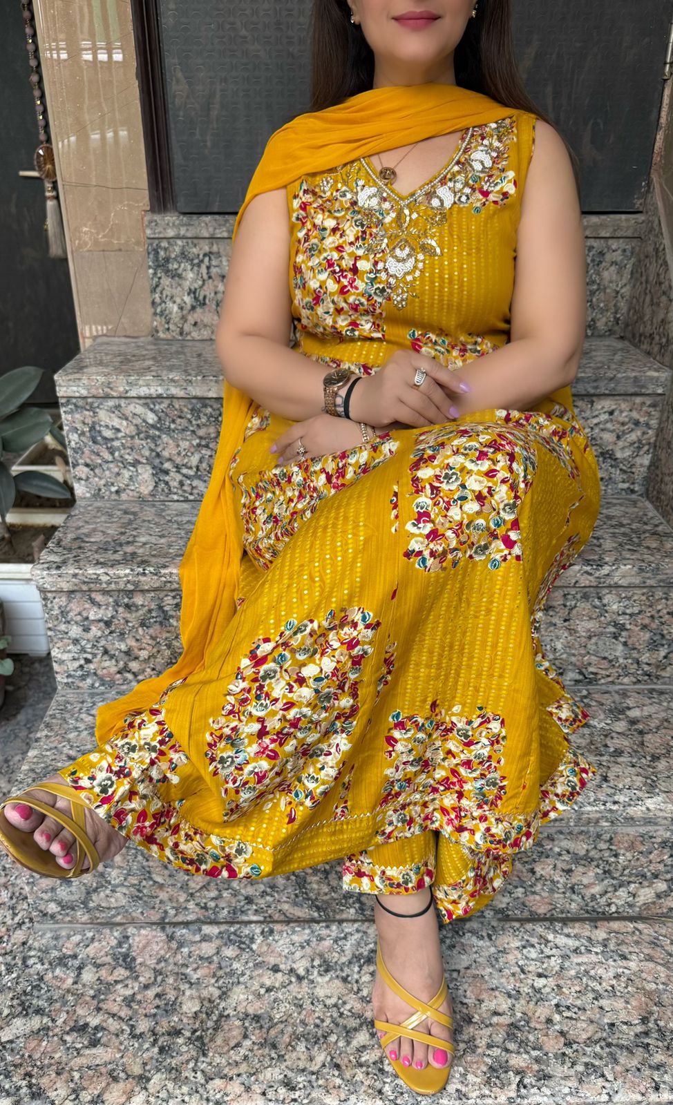 SDC-4813. Rayon 3 Piece Anarkali Set