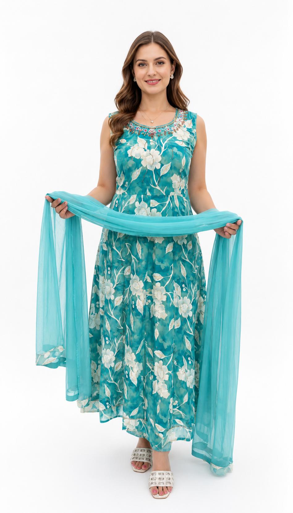 SDC-4810. Rayon 3 Piece Anarkali Set