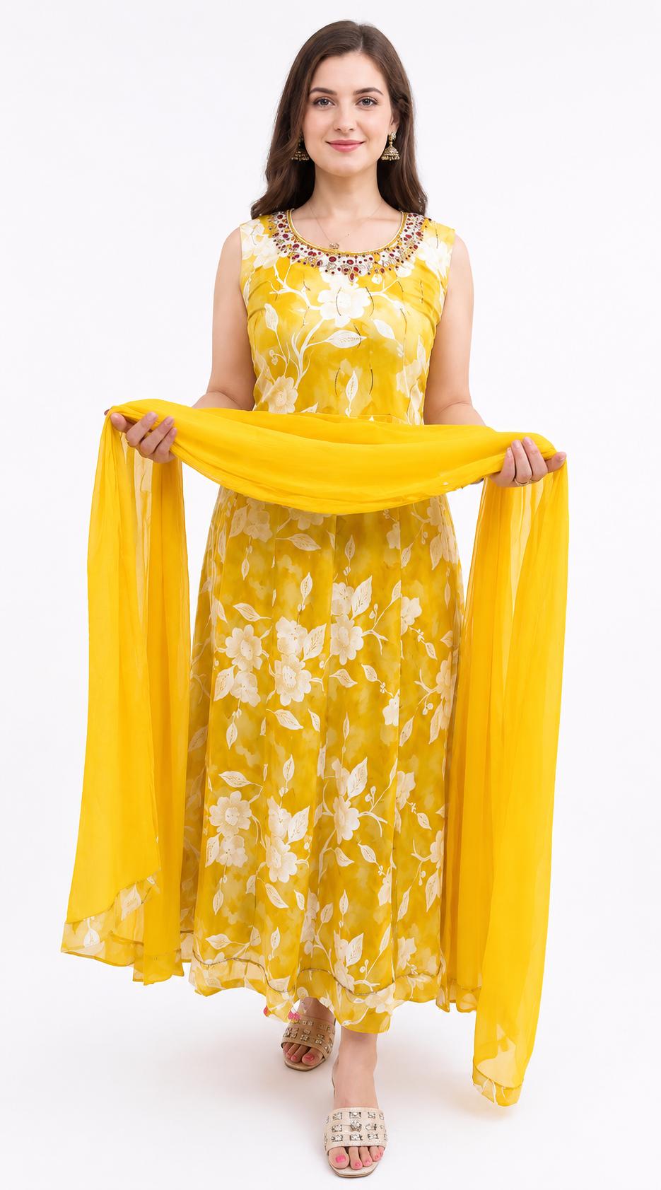 SDC-4812. Rayon 3 Piece Anarkali Set