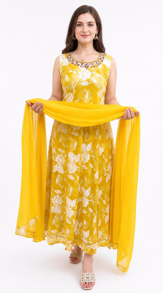 SDC-4812. Rayon 3 Piece Anarkali Set