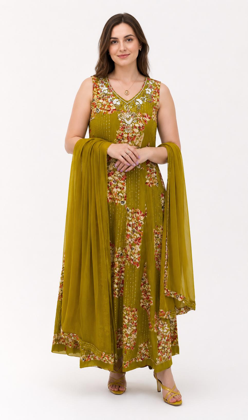 SDC-4814. Rayon 3 Piece Anarkali Set