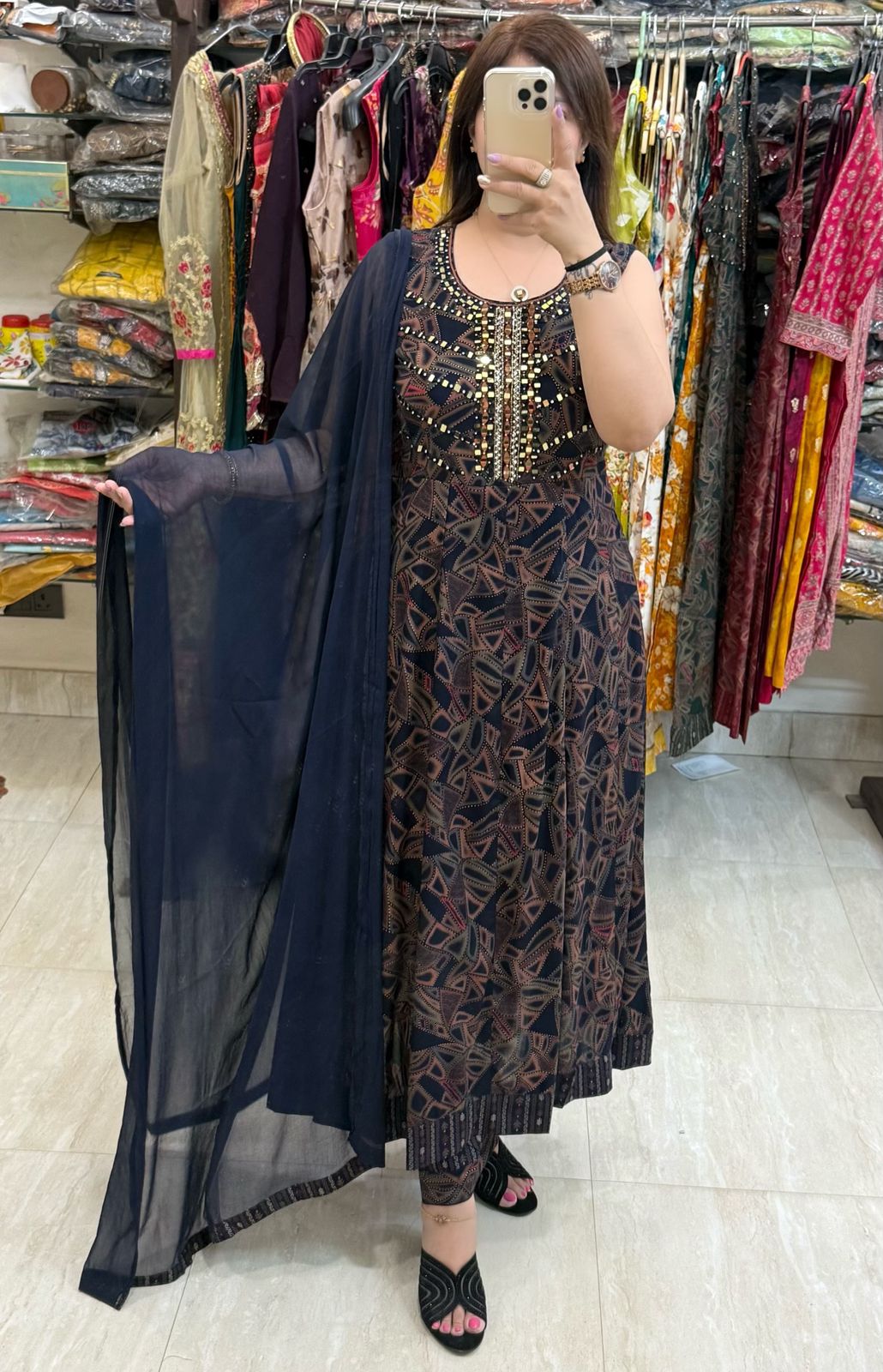 SDC-4816. Rayon 3 Piece Flared Kurti Set