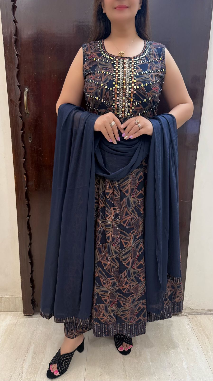 SDC-4816. Rayon 3 Piece Flared Kurti Set