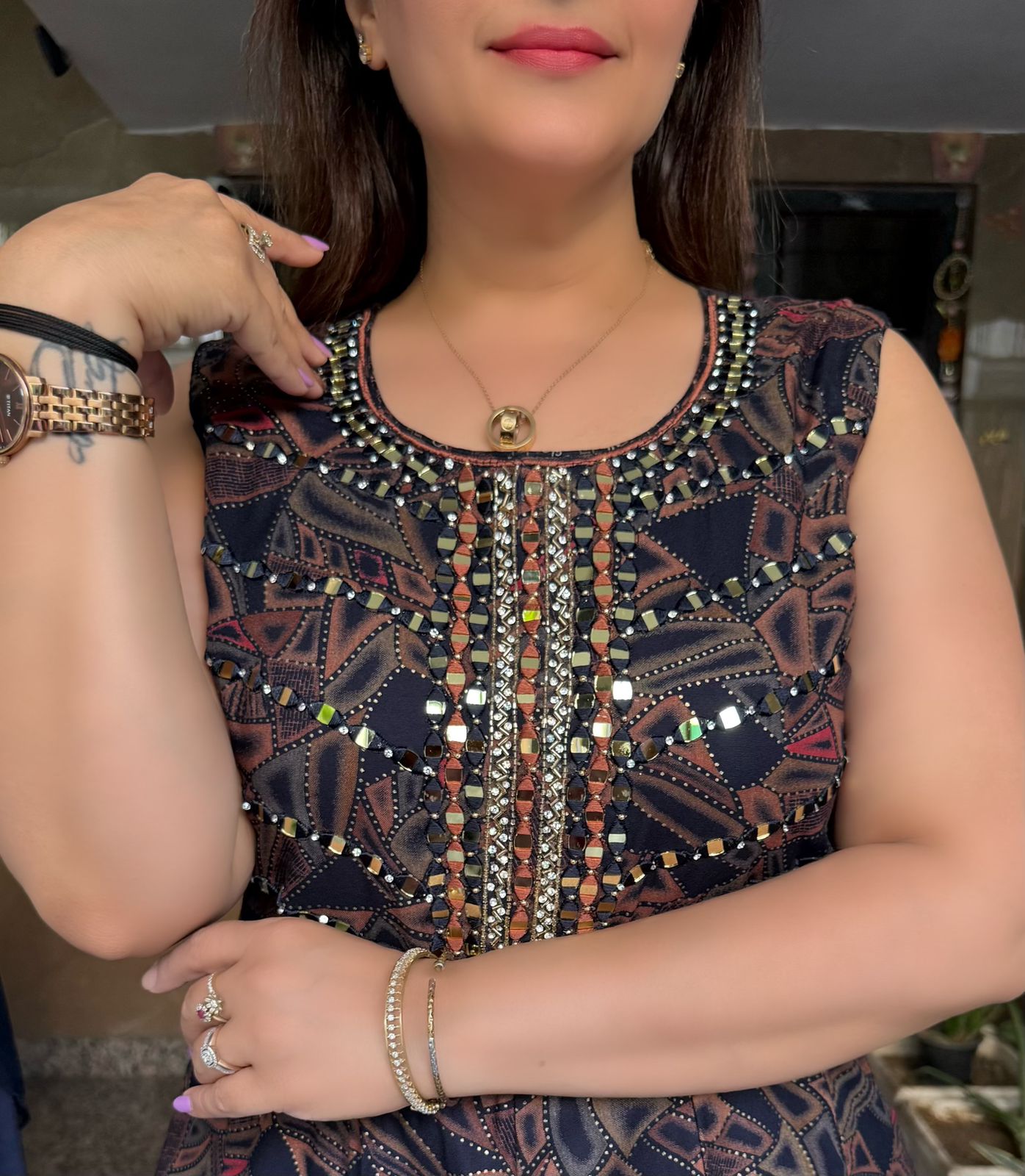 SDC-4816. Rayon 3 Piece Flared Kurti Set