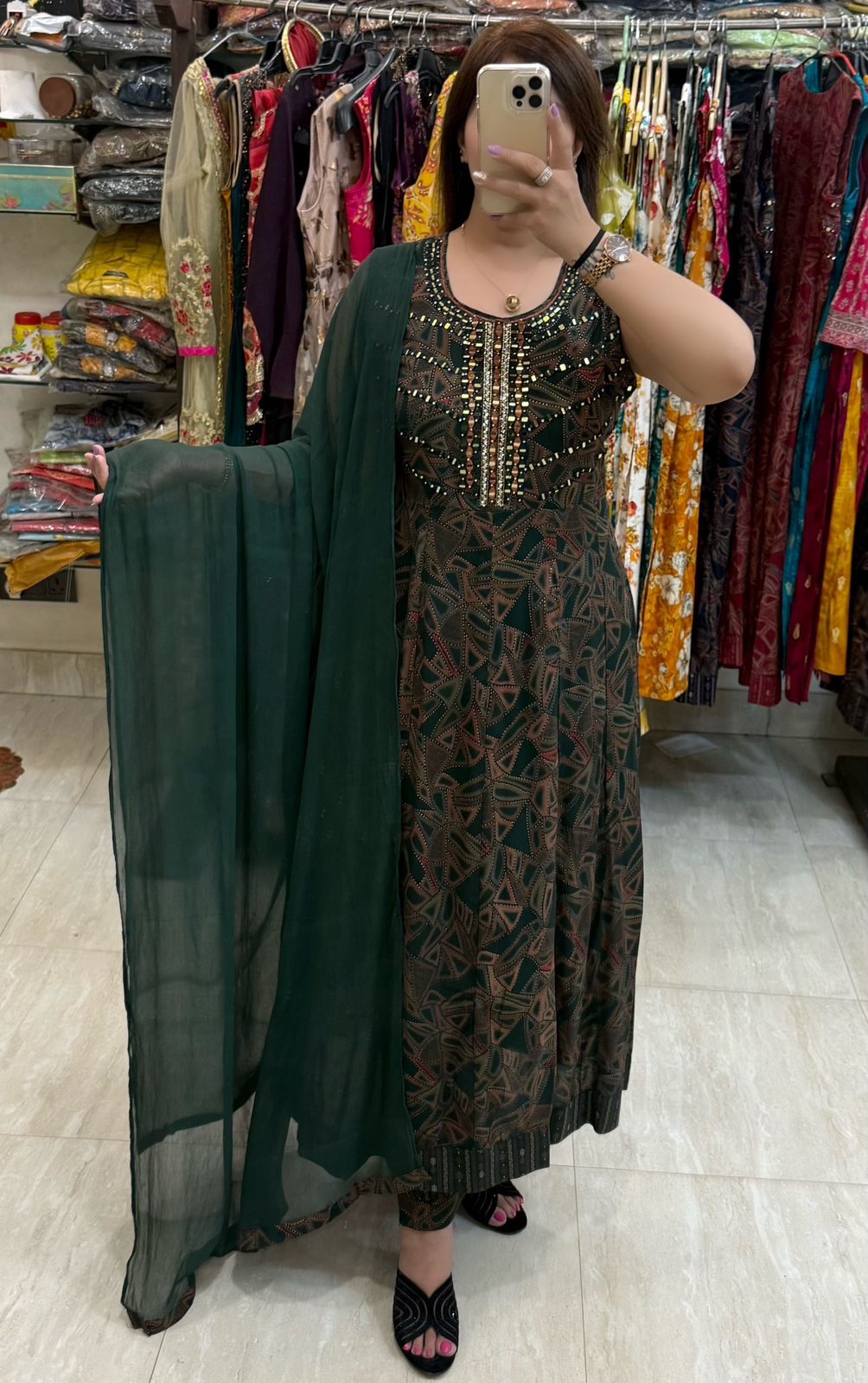 SDC-4818. Rayon 3 Piece Flared Kurti Set