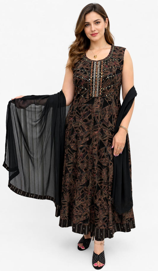 SDC-4815. Rayon 3 Piece Flared Kurti Set