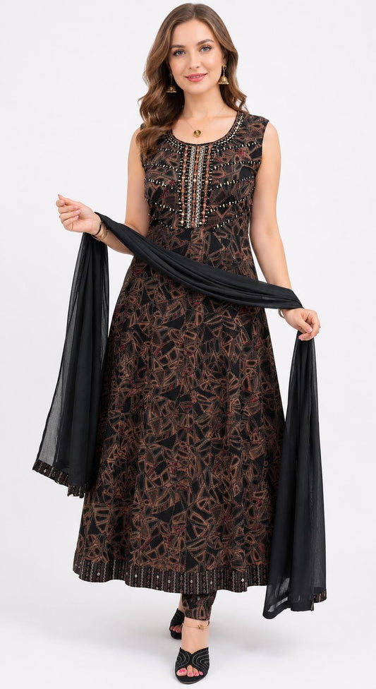 SDC-4815. Rayon 3 Piece Flared Kurti Set