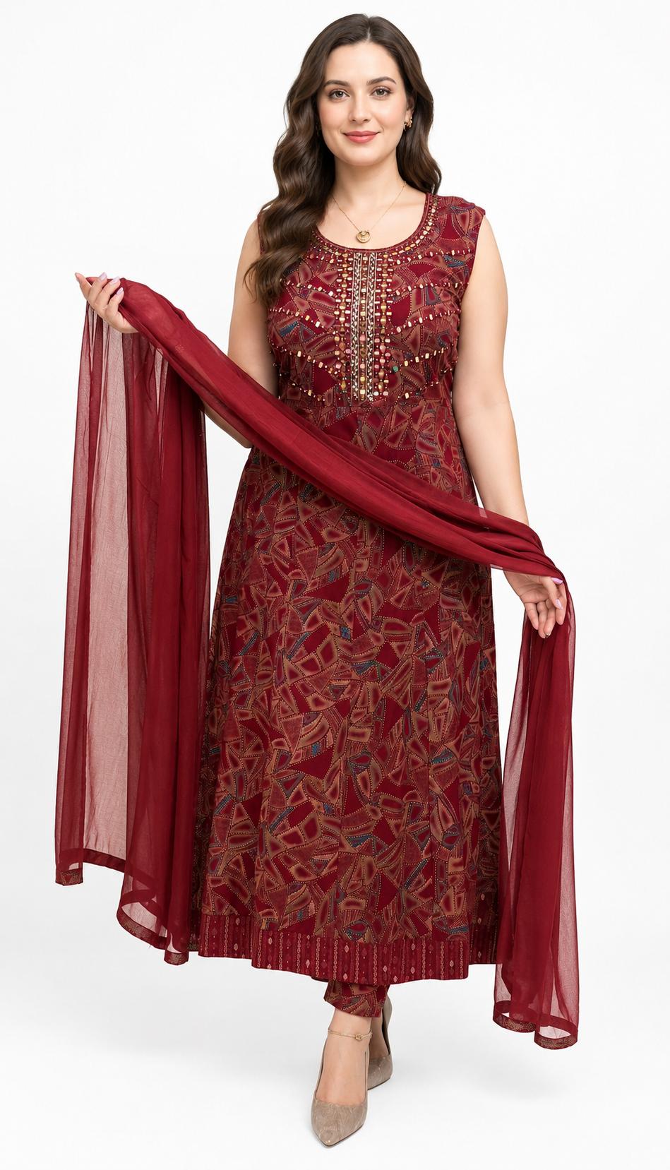 SDC-4817. rayon 3 Piece Flared Kurti Set