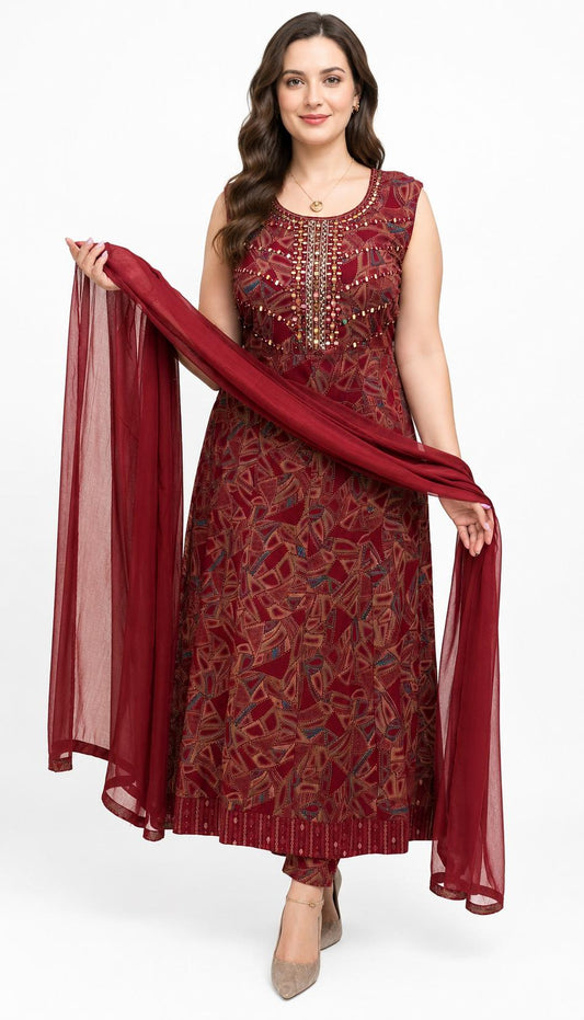 SDC-4817. rayon 3 Piece Flared Kurti Set