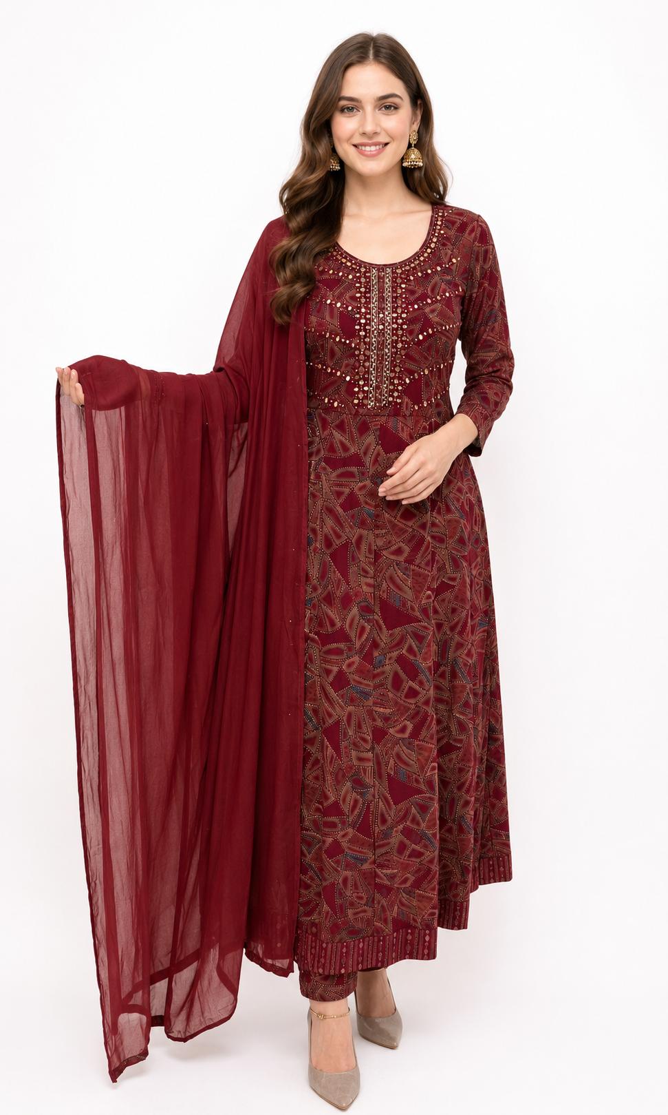 SDC-4817. rayon 3 Piece Flared Kurti Set