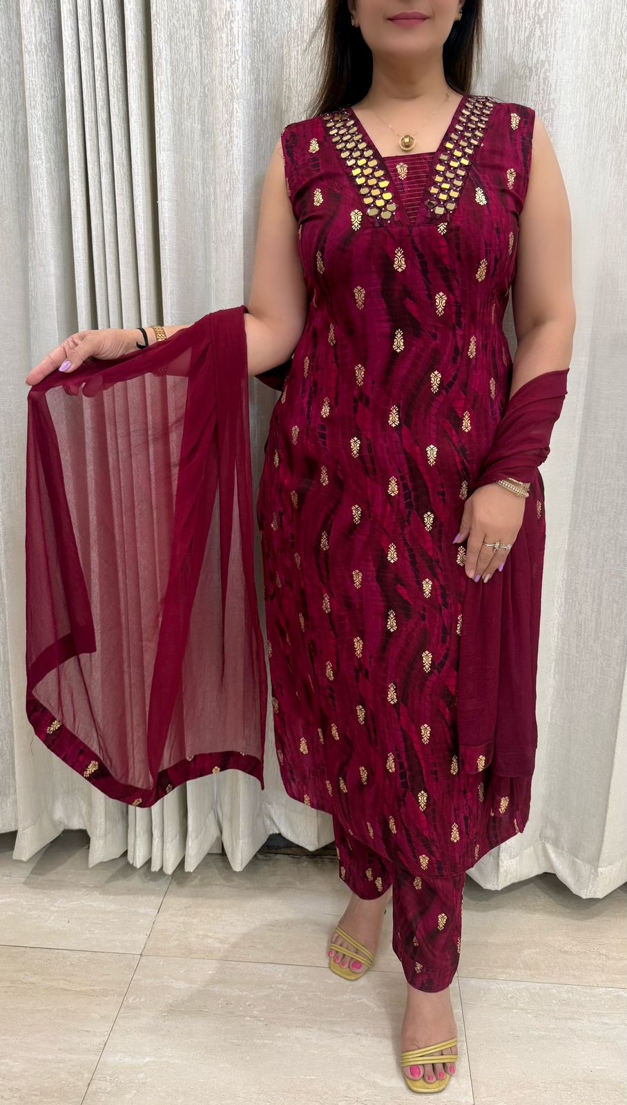 SDC-4820. Rayon 3 Piece Kurti Set