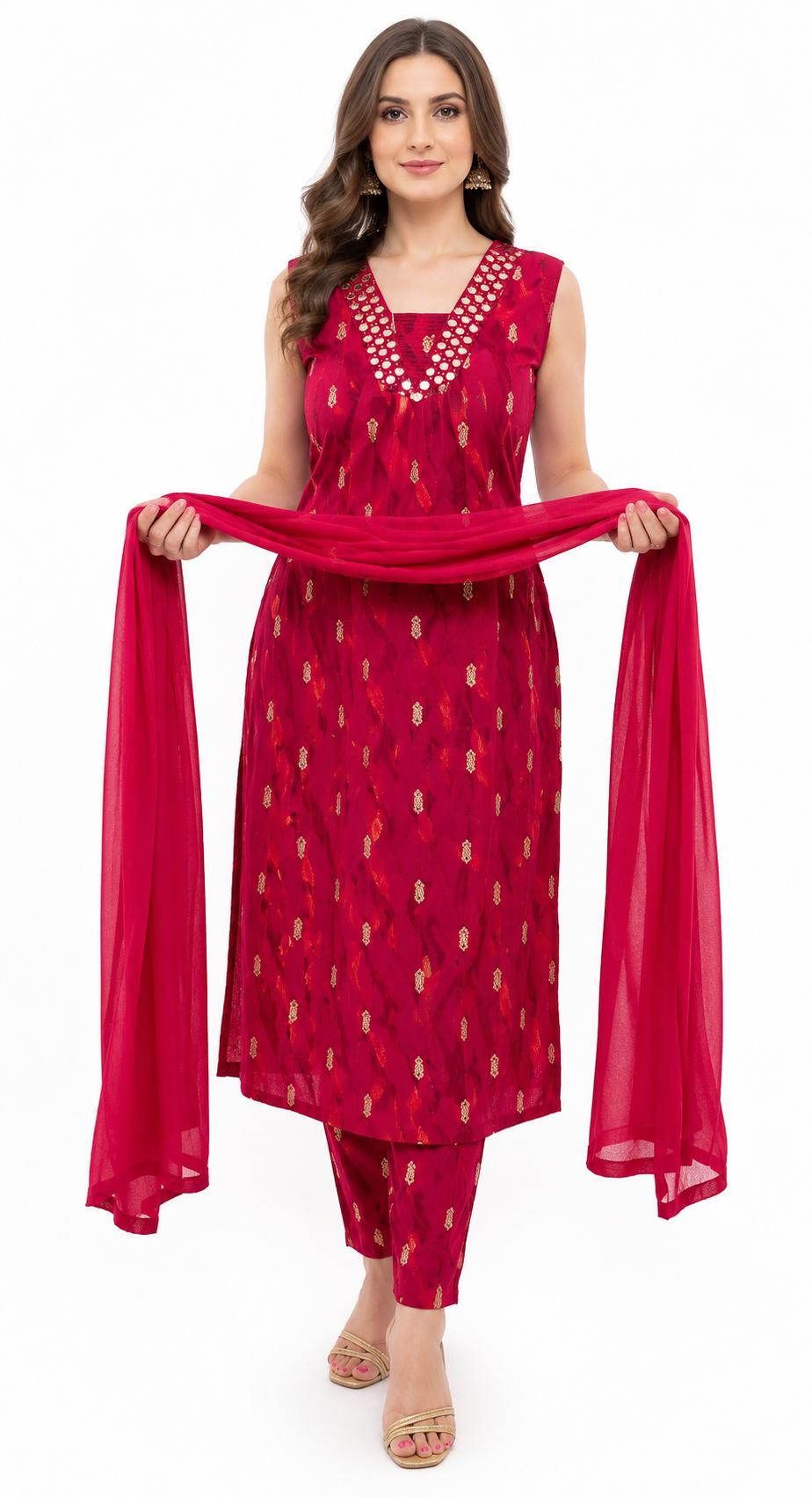 SDC-4819. Rayon 3 Piece Kurti Set
