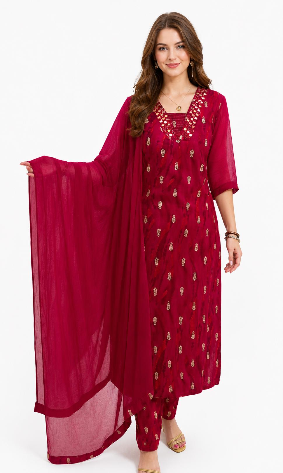 SDC-4819. Rayon 3 Piece Kurti Set