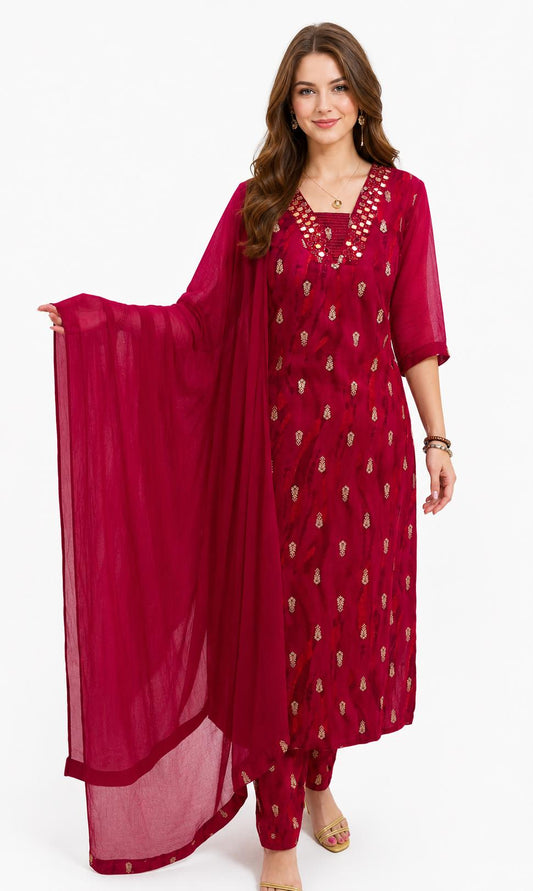 SDC-4819. Rayon 3 Piece Kurti Set