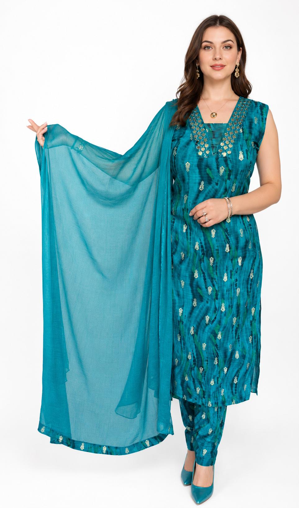 SDC-4821. Rayon 3 Piece Kurti Set