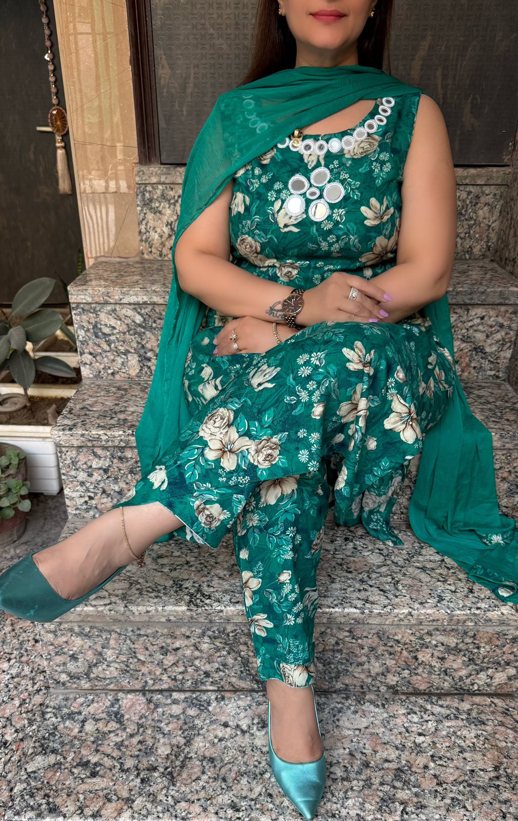 SDC-4823. Rayon 3 Piece Kurti Set
