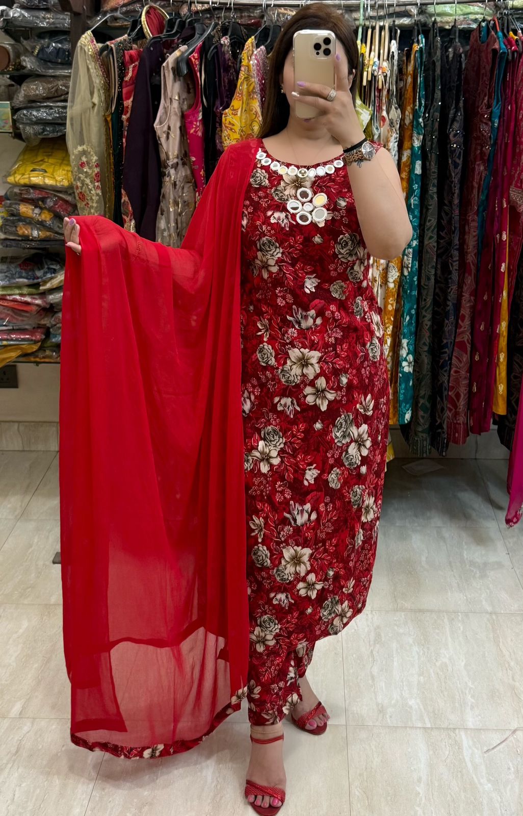 SDC-4825. Rayon 3 Piece Kurti Set