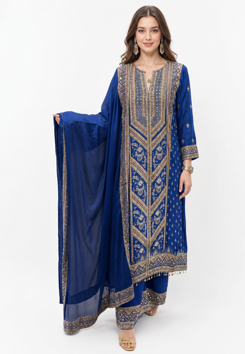 SDC-4779. Digital Print Pure Crepe Lining Kurti Set