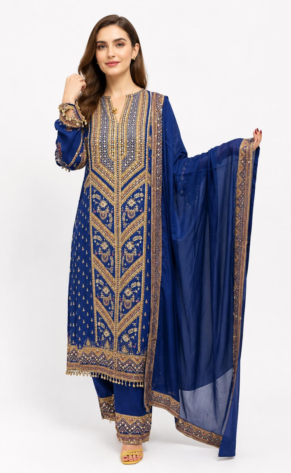 SDC-4779. Digital Print Pure Crepe Lining Kurti Set