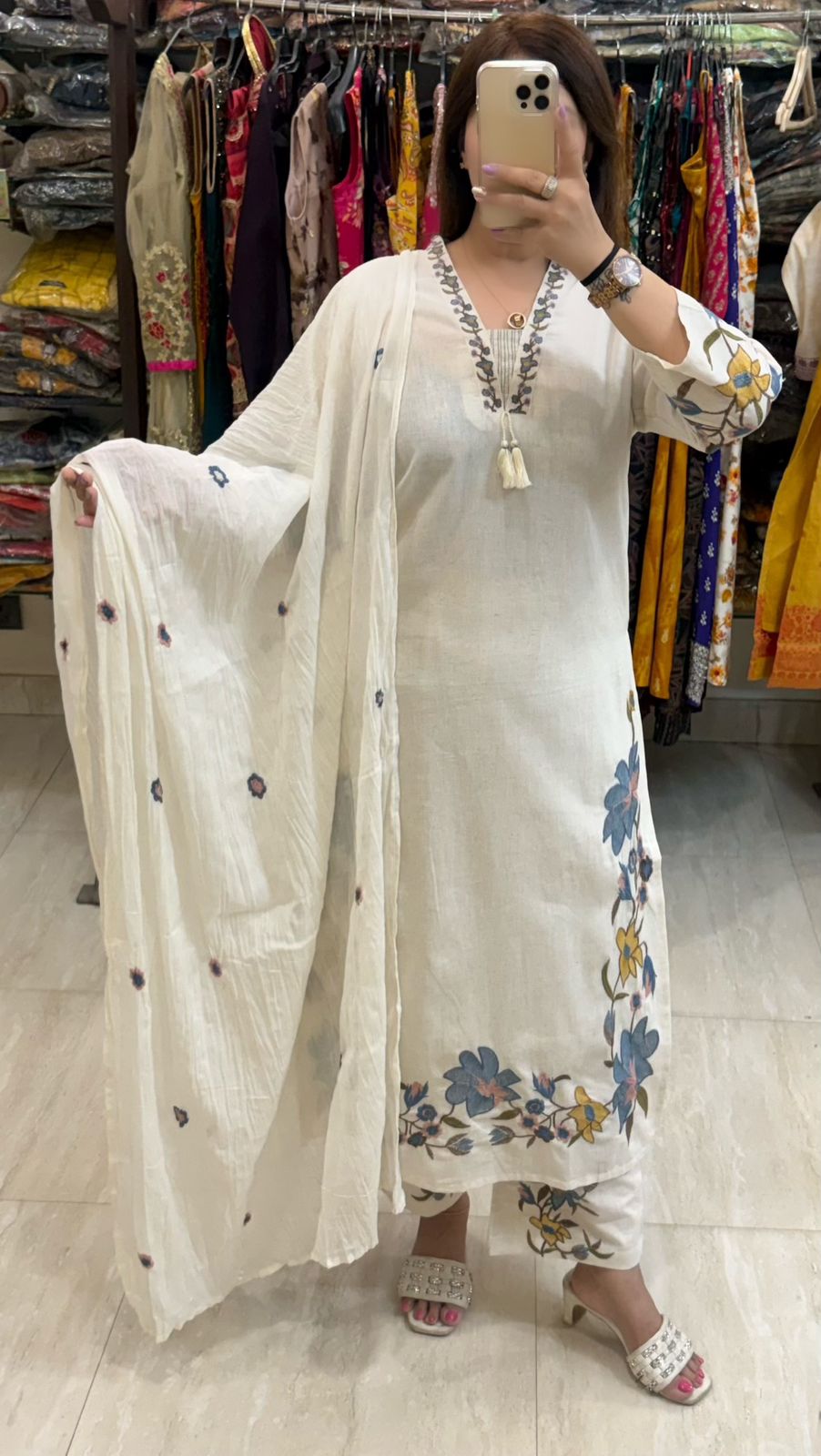 SDC-4829. Soft Jute Cotton 3 Piece Kurti Set